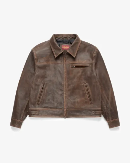 Aged Heavy Wash Leather Jacket.webp
